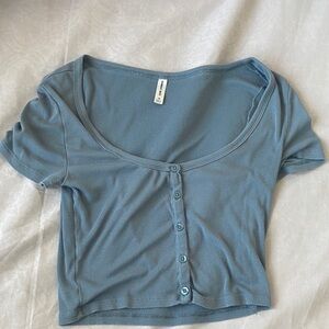 Aritzia Sunday Best Blue Button-Up Women's Top